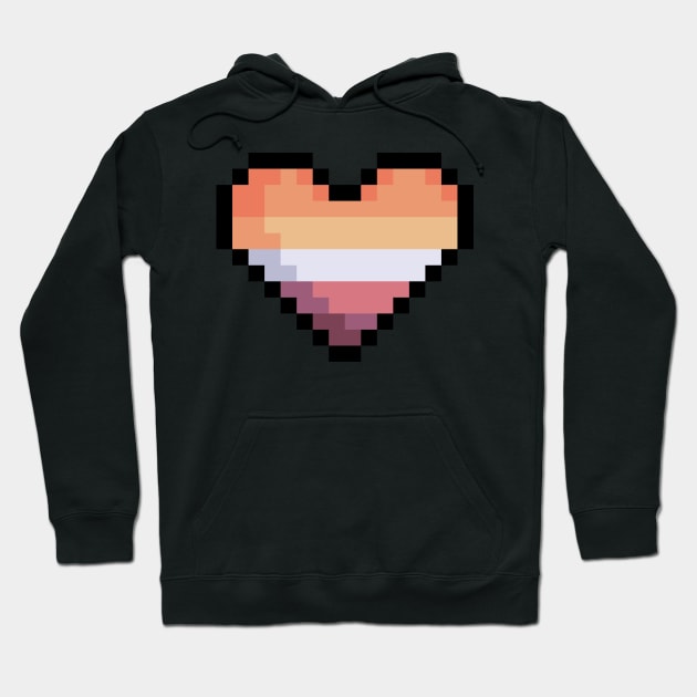 Pixel Lesbian Flag Heart Hoodie by rafagars